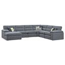 Morgan  Modular 6 Seater Left Hand Corner Sofa with Chaise in Santos Grey with Green and Grey Scatters - Group 18