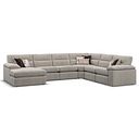 Morgan  Modular 6 Seater Left Hand Corner Sofa with Chaise in Santos Mink with Orange and Beige Scatters - Group 18