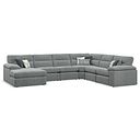 Morgan  Modular 6 Seater Left Hand Corner Sofa with Chaise in Santos Steel with Green and Grey Scatters - Group 18