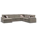 Morgan  Modular 6 Seater Left Hand Corner Sofa with Chaise in Santos Taupe with Orange and Beige Scatters - Group 18