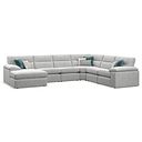 Morgan  Modular 6 Seater Left Hand Corner Sofa with Chaise in Cupid Silver fabric - Group 18