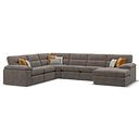 Morgan Modular 6 Seater Right Hand Corner Sofa with Chaise in Cupid Brown fabric - Group 19