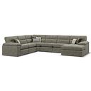 Morgan Modular 6 Seater Right Hand Corner Sofa with Chaise in Olive Green Fabric - Group 19