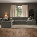 Morgan Modular 6 Seater Right Hand Corner Sofa with Chaise in Olive Green Fabric - Group 19
