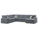 Morgan Modular 6 Seater Right Hand Corner Sofa with Chaise in Santos Grey with Green and Grey Scatters - Group 19
