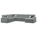 Morgan Modular 6 Seater Right Hand Corner Sofa with Chaise in Santos Steel with Green and Grey Scatters - Group 19