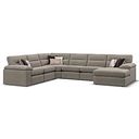 Morgan Modular 6 Seater Right Hand Corner Sofa with Chaise in Santos Taupe with Orange and Beige Scatters - Group 19