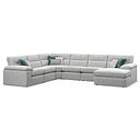 Morgan Modular 6 Seater Right Hand Corner Sofa with Chaise in Cupid Silver fabric - Group 19