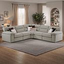 Morgan Modular Group 3 in Santos Mink with Orange and Beige Scatters 