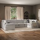 Morgan Small U-Shape Modular Corner Sofa in Santos Silver with Green and Grey Scatters - Group 10