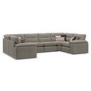 Morgan Small U-Shape Modular Corner Sofa in Santos Taupe with Orange and Beige Scatters - Group 10