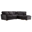 Nebraska Left Hand Corner High Back Sofa with Storage Footstool in Aero Charcoal with Grey Scatters
