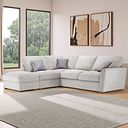 Nebraska Left Hand Corner High Back Sofa with Storage Footstool in Aero Silver with Grey Scatters