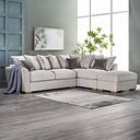 Nebraska Left Hand Corner Pillow Back Sofa with Storage Footstool in Aero Silver with Grey Scatters