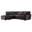 Nebraska Right Hand Corner High Back Sofa with Storage Footstool in Aero Charcoal with Grey Scatters