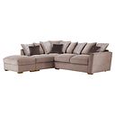 Nebraska Right Hand Corner Pillow Back Sofa with Storage Footstool in Aero Fawn with Cedar Scatters