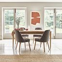 Newton Light Natural Solid Oak 5ft11" Extending Dining Table + 4 Bette Upholstered Chair with Oak Legs in Heritage Granite Velvet