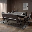 Nico Dining Bench in Dark Grey with Black Metal Legs