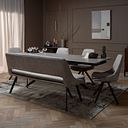 Nico Dining Bench in Light Grey with Black Metal Legs
