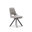 Nico Swivel Dining Chair in Light Grey with Black Metal Legs