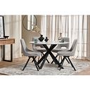 Nico Swivel Dining Chair in Light Grey with Black Metal Legs