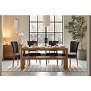 Noah Mango Dining Table And 4 Curve Back Plain Charcoal Fabric Chairs with 1 Noah Bench