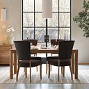 Noah Solid Mango Dining Table + 4 Upholstered Curve Back Plain Charcoal Fabric Chairs 