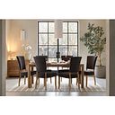 Noah Solid Mango Dining Table + 6 Upholstered Curve Back Plain Charcoal Fabric Chairs