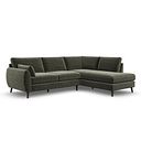 Nova Left Hand Corner Chaise Sofa in Canna Dark Green Fabric