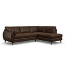 Nova Left Hand Corner Chaise Sofa in Dark Brown Leather