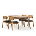 Oaklee Natural Extendable Dining Table and 4 Modern Natural Oak Chair with Verona Chocolate Fabric