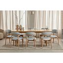Oaklee Natural Oak Extendable Dining Table + 8 Otis Chairs Cloud Grey with Oak Legs  