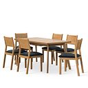 Oaklee Natural Oak Extendable Dining Table 160-210cm + 6 Ellison Natural Oak Chair with Verona Charcoal Fabric Seat
