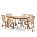 Oaklee Natural Oak Extendable Dining Table 160-210cm + 6 Kingham Natural Oak Spindle Chair