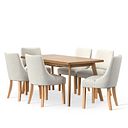 Oaklee Natural Oak Extendable Dining Table 160-210cm + 6 Zola Chair in Conway Stone Fabric with Oak leg