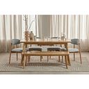 Oaklee Natural Oak Extending Dining Table And 4 Otis Chairs in Cloud Grey with 1 Oaklee Bench