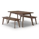 Oaklee Walnut Stained Solid Oak Extendable Dining Table 160-210cm + 2 Oaklee Natural Oak Dining Bench 140cm