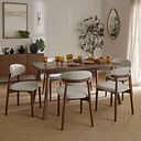 Oaklee Walnut Stained Solid Oak Extendable Dining Table 160-210cm + 6 Otis Chair Cool Grey with Walnut Stained Beech Legs 