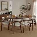 Oaklee Walnut Stained Solid Oak Extendable Dining Table 160-210cm + 8 Otis Chair Cool Grey with Walnut Stained Beech Legs 