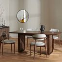 Oliver Dark Oak Dining Table + 4 Otis Chairs Cool Grey with Walnut Stained Beech Legs 