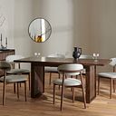 Oliver Dark Oak Dining Table + 6 Otis Chairs Cool Grey with Walnut Stained Beech Legs 