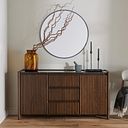 Oliver Dark Solid Oak and Black Marble Large Sideboard