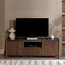 Oliver Dark Solid Oak and Black Marble Large TV Unit