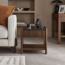 Oliver Dark Solid Oak and Black Marble Side Table