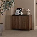 Oliver Dark Solid Oak and Black Marble Small Sideboard