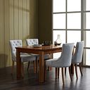 Orrick Rustic Solid Oak 4ft 7" Extending Table with 4 Vivien Button Back Chair in Cream Fabric