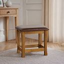 Orrick Rustic Solid Oak and Leather Dressing Table Stool