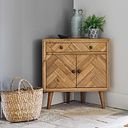 Parquet Brushed and Glazed Oak Corner Sideboard