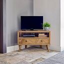 Parquet Brushed and Glazed Oak Corner TV Unit