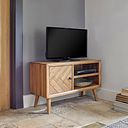 Parquet Brushed and Glazed Oak Small TV Unit